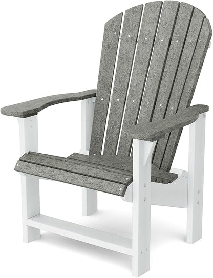 Wildridge Heritage Upright Adirondack Chair, Dark Gray and White - Outdoor All-Weather Poly Furniture for Patio, Deck, Yard