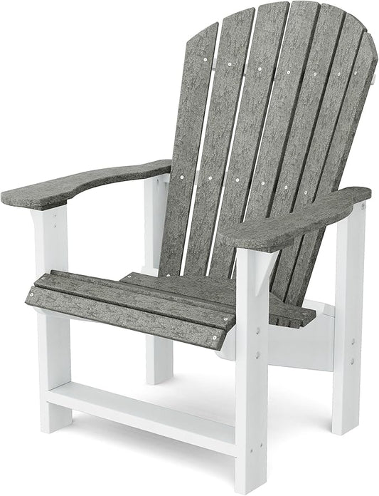 Wildridge Heritage Upright Adirondack Chair, Dark Gray and White - Outdoor All-Weather Poly Furniture for Patio, Deck, Yard