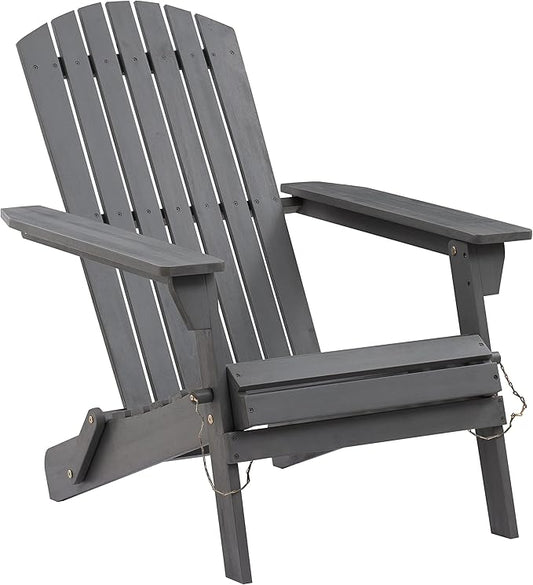 Amazon Aware FSC Certified Outdoor Folding Adirondack Chair, Acacia Wood, Dark Grey