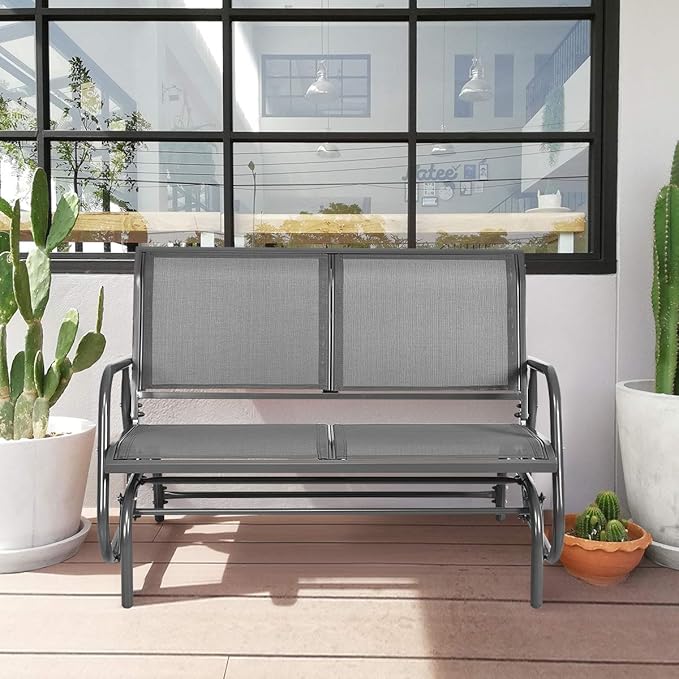 DORTALA 48'' Outdoor Patio Swing Glider Bench Chair, Cozy Patio Bench for 2 People - Photo 2
