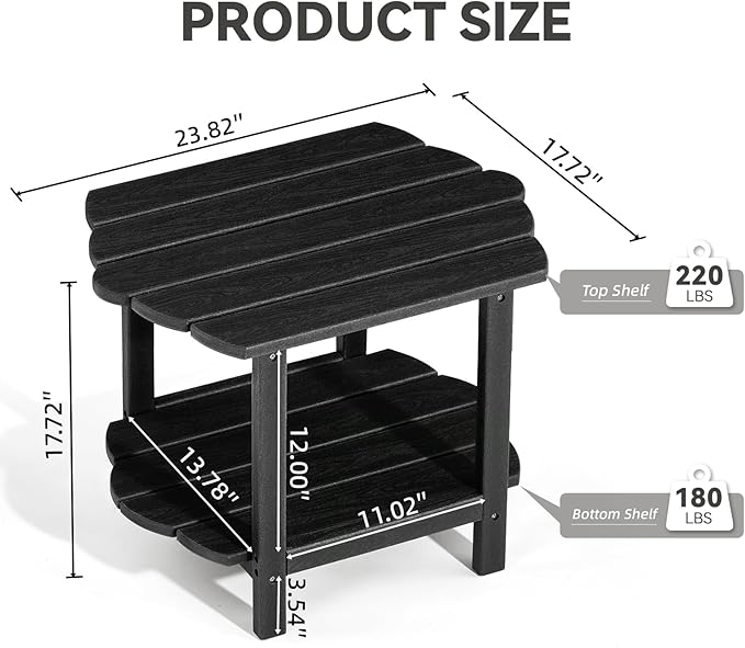 Small Outdoor Side Tables Modern 2-Tier Adirondack Table Rustic End Table HDPE Storage Shelf Industrial Corner - Photo 2