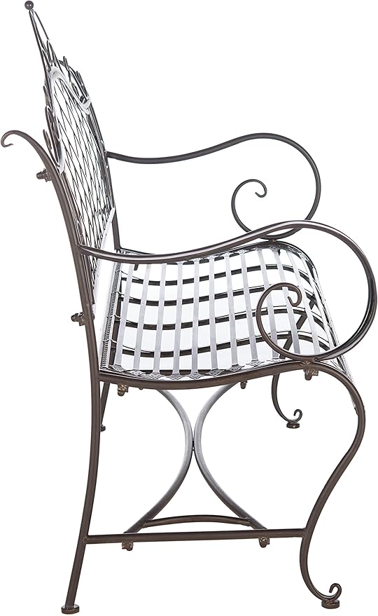 Safavieh PAT5017B Outdoor Collection Abner Rustic Brown Wrought Iron 46-inch Garden Bench