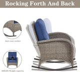 Belord 5 Piece Patio Rocking Chairs Furniture Set - Outdoor Wicker Furniture with Ottomans and Side Table - Photo 4