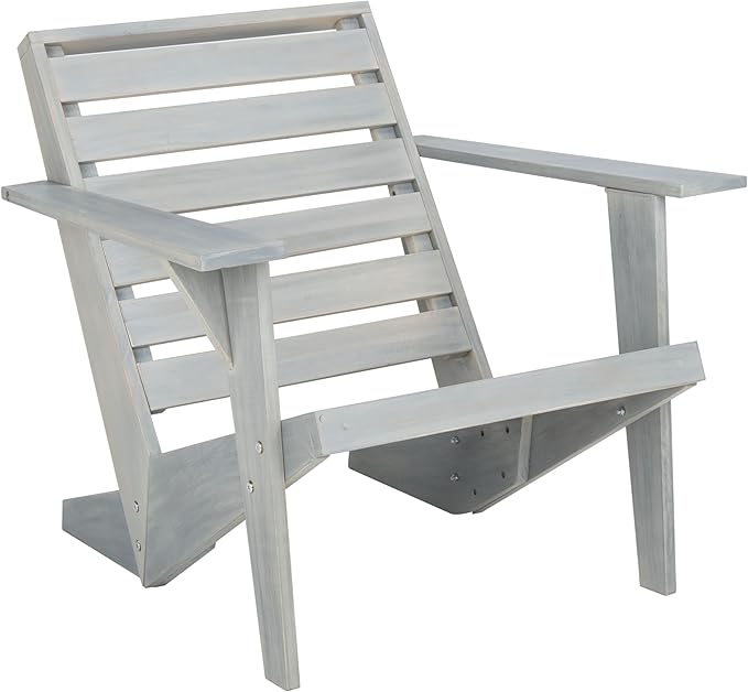 SAFAVIEH Outdoor Collection Lanty Ash Grey Acacia Solid Wood Adirondack Chair