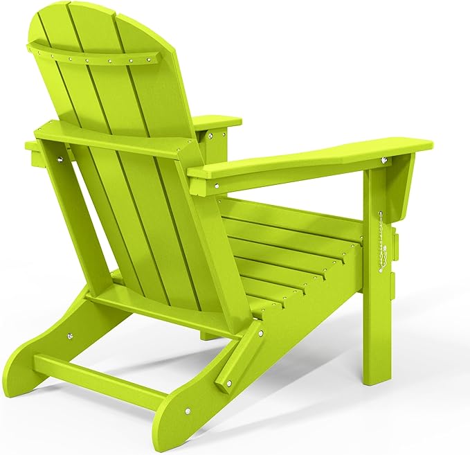 Costaelm 4-Piece Set Outdoor/Patio Poly Adirondack Chairs with a Coffee and a Side Table (2 Seater), Lime