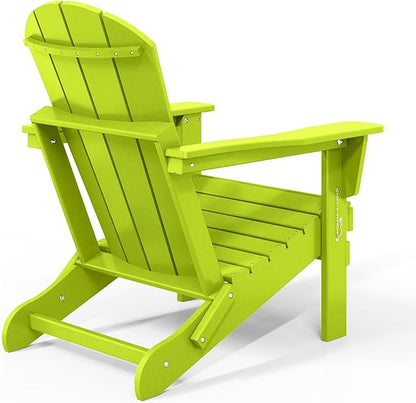 Costaelm 4-Piece Set Outdoor/Patio Poly Adirondack Chairs with a Coffee and a Side Table (2 Seater), Lime