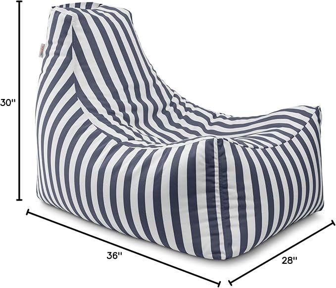 Jaxx Juniper Outdoor Bean Bag Patio Chair & Poolside Lounge, Navy Striped