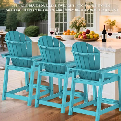 OTSUN Tall Modern Adirondack Chairs Set of 4, All Weather HDPE Bar Height Adirondack Stools Widened Durable Design for Porch Patio Yard Lawn Fire Pit Bistro Basement Indoors & Outdoors
