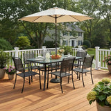 Tangkula 55" Patio Dining Table for 6, Rectangle Outdoor Dining Table with Tempered Glass Tabletop - Photo 2