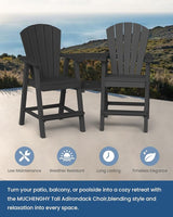 Ciokea Tall Adirondack Chairs Set of 4, HDPE Outdoor Adirondack Bar Stools with Double Connecting Tray - Photo 7