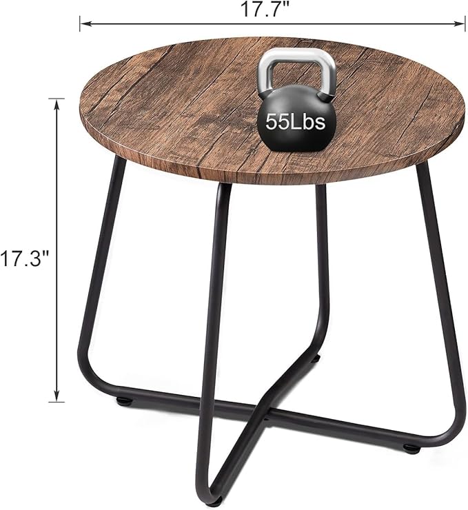 VECELO Patio Table, 17.7" Small Round Outdoor Side Table - Photo 3