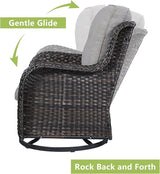 Rilyson Wicker Patio Furniture Set - 6 Piece Rattan Outdoor Sectional Conversation Sets with 2 Rocking Swivel Chairs - Photo 7
