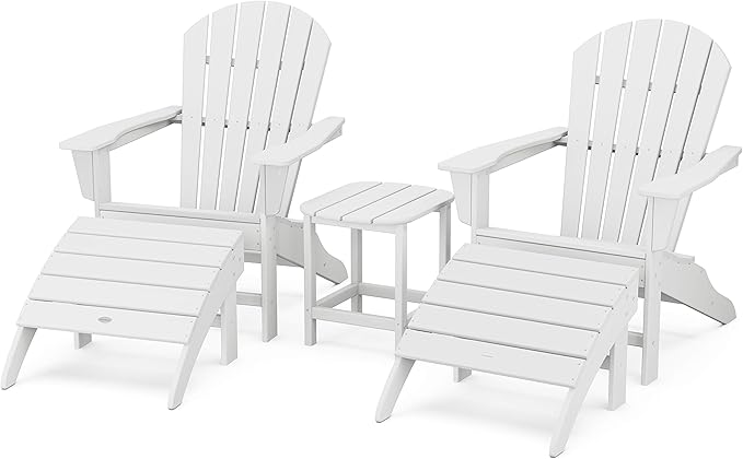 POLYWOOD South Beach 5-Piece Adirondack Chair Set with Side Table & Ottomans