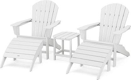 POLYWOOD South Beach 5-Piece Adirondack Chair Set with Side Table & Ottomans