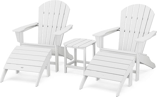 POLYWOOD South Beach 5-Piece Adirondack Chair Set with Side Table & Ottomans
