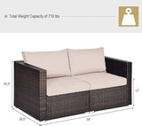 Tangkula Wicker Loveseat 2 Piece, Patio Furniture Couch with Removable Cushions, Rattan Loveseat Sofa for Balcony, Deck - Photo 3