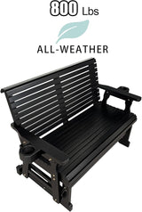 Fortune Candy Patio Glider with Cup Holders, High Roll Back and Deep Contoured Seat,Heavy Duty 800 Lb (Black, 2-Seater) - Photo 4