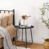 J.M.Deco Outdoor Side Table Set of 2, Small Round Patio Table Weather Resistant Steel - Photo 7