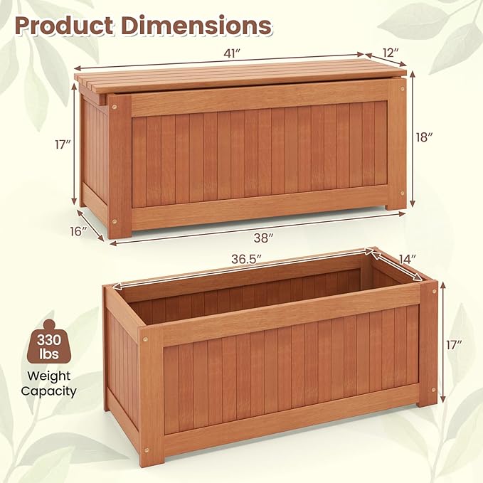 2 Pcs Raised Garden Bed with Bench, 2 in 1 Wooden Outdoor Planter Bench w/Removable Top, Open Base & 45 Gallon Large Capacity, Rectangular Planter Box for Flowers Herbs, Patio Yard Balcony