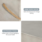 COSIEST Concrete Side Table, Rectangular Outdoor Side Table w Hemp Rope Handles, 15''Patio Side Tables End Table - Photo 6