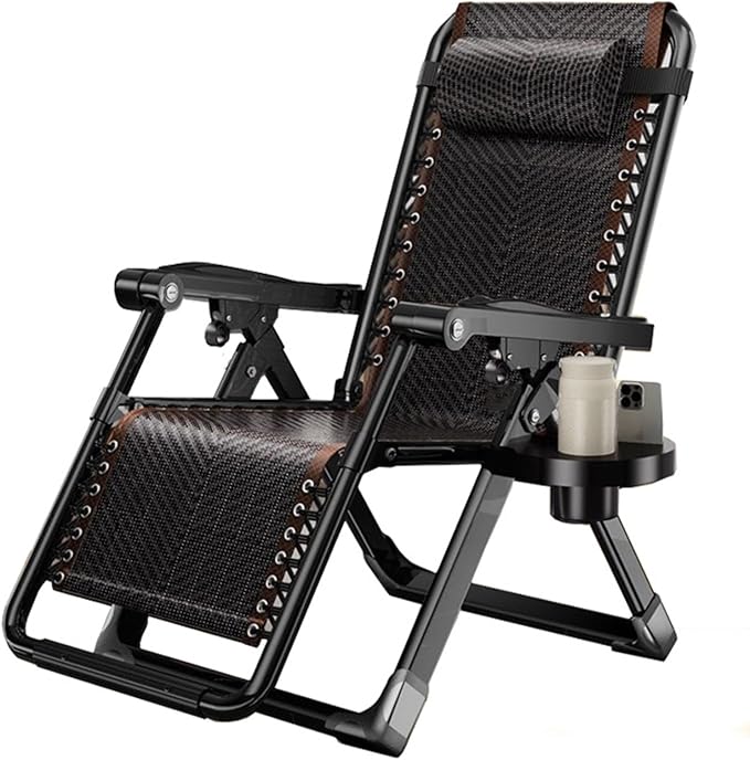 Generic Adjustable Steel Mesh Lounge Chair Beach Chairs w/Removable Cushion, Upgraded Lock and Cup Holder - Photo 5