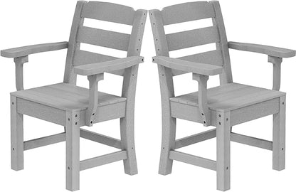 YITAHOME HDPE Chairs Set of 2, Sturdy Patio Chair w/Max Bearing 330 LBS, All-Weather Outdoor Patio Chairs for Terrace, Garden, Backyard, Poolside, White