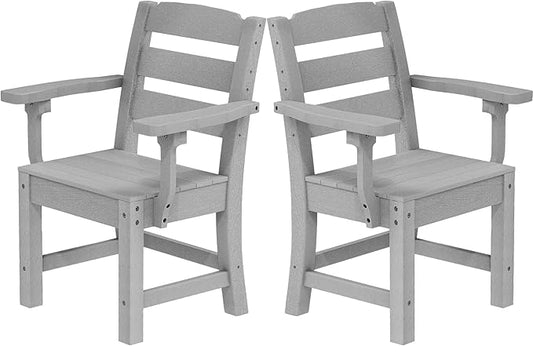 YITAHOME HDPE Chairs Set of 2, Sturdy Patio Chair w/Max Bearing 330 LBS, All-Weather Outdoor Patio Chairs for Terrace, Garden, Backyard, Poolside, White