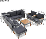Quarte 9-Piece Patio Rattan Furniture Set, Outdoor Wicker Conversation Set with Coffee Table - Photo 2