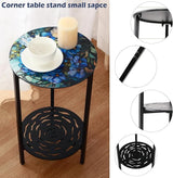 2-Tier Metal Round Side Table Black Accent Coffee Tables Small Space Corner Plant Stand Shelf for Indoor Outdoor Use - Photo 6