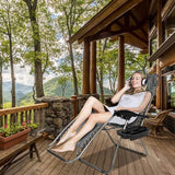 VINGLI Upgraded Zero Gravity Chair Set of 2 Lounge Outdoor Chairs with Trays and Pillows - Photo 2