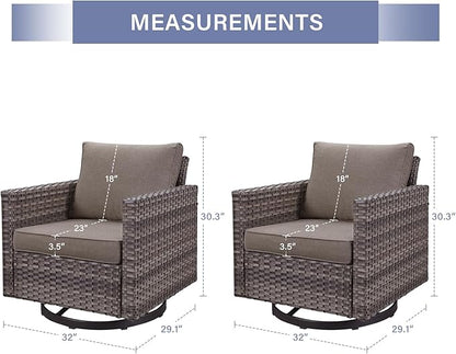 Outdoor Patio Swivel Rocker Chairs - Wicker Patio Swivel Rocking Chairs Set of 2 with Waterproof Wicker,Comfortable Cushions and Sturdy Metal Frame for Outside Porch Deck Backyard(Mixed Grey/Grey)
