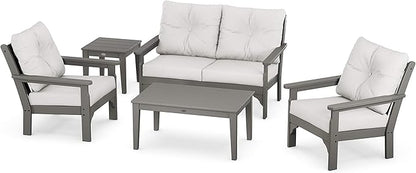 POLYWOOD® Vineyard Deep Seating Set, Slate Grey/Textured Linen