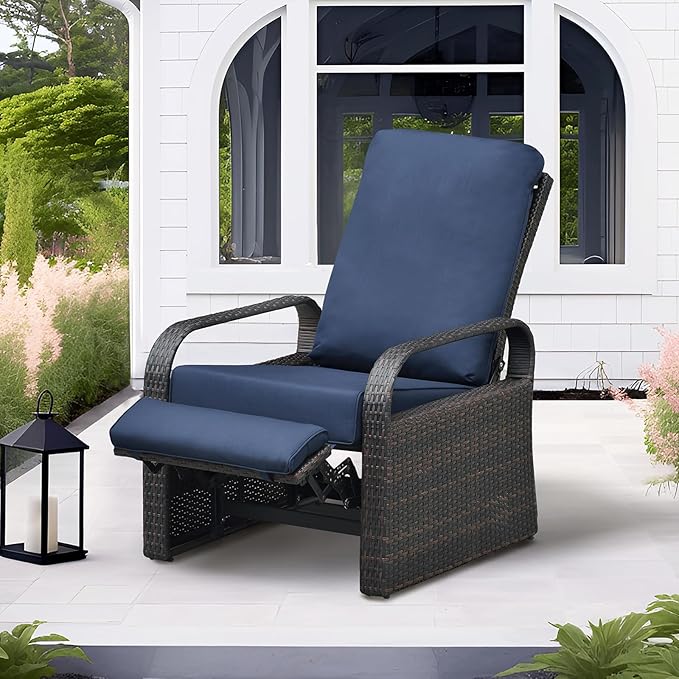 ATR ART TO REAL Indoor Outdoor All-Weather PE Wicker Adjustable Reclining Lounge Chair with Durable Aluminum Frame and - Photo 5