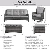 Belord Wicker Outdoor Furniture Patio Furniture Set - 6 Piece Patio Conversation Set with Swivel Rocker Chairs - Photo 6