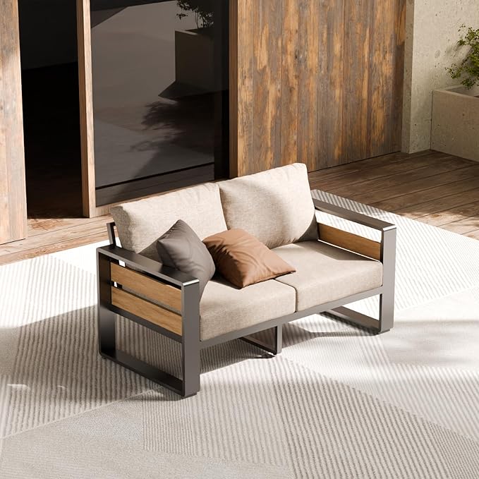 ZANDOR Aluminum Outdoor Patio Furniture - 1 Pcs Loveseat and Coffee Table - Photo 6