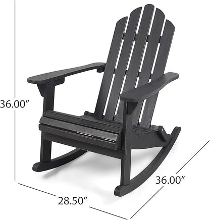 Christopher Knight Home Cara Outdoor Adirondack Acacia Wood Rocking Chair, Dark Gray Finish