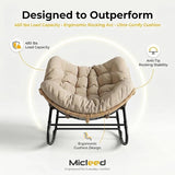 Oversized Papasan Rocking Chair Outdoor, Comfy Patio Papasan Egg Rocker with Thick Cushion for 450 lbs - Photo 6