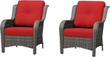 Patio Chairs Set of 2, Outdoor Wicker Patio Furniture Set with Thickened Olefin Cushions, High Back and Deep Seating - Photo 8