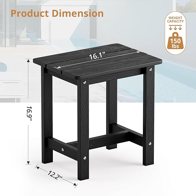 LUE BONA Outdoor Side Table Set of 2, HDPS Small Outdoor Table, Adirondack Side Table, Outside End Table for Patio - Photo 3