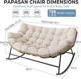 SWITTE Oversized Double Rocking Papasan Chair, Outdoor Wicker Egg Loveseat with Thick Cushion - Photo 2