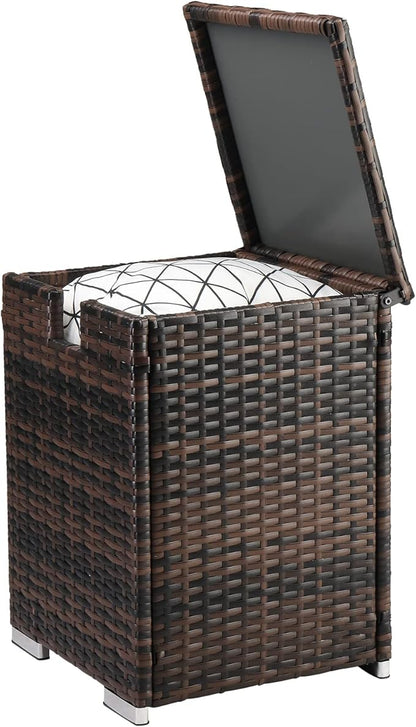 Outdoor Wicker Side Table with Storage Space, Square PE Rattan End Table for Patio Garden Poolside Deck