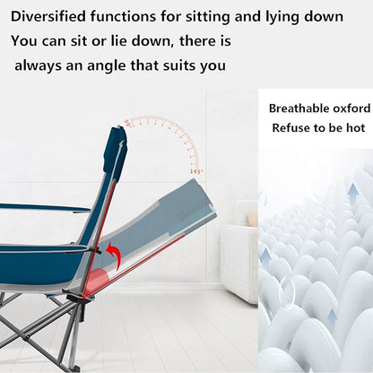 ZIRIA Outdoor Foldable Simple Camping Lounge Chair, Multifunctional Office Single Lunch Break Lounge Chair, Portable Garden Leisure Lounge Chair, Reinforced Bracket, Turning Over Without Noise