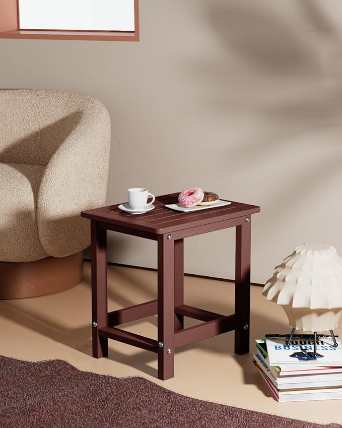 YEFU Outdoor Side Table for Patio: 16" HIPS Weather - Resistant Adirondack Tables - Waterproof Small Square End Tables - Photo 2