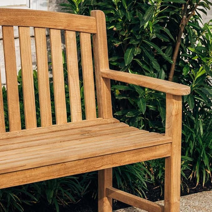 Ash & Ember Solstice 5 FT Grade A Teak Outdoor Bench, Weather Resistant Outdoor Furniture, Outdoor Patio Furniture with Bow Back Design & Contoured for Comfort, Porch Bench Seats 2 People