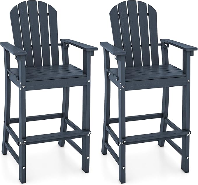 Tangkula Outdoor Tall Adirondack Chair 30 Inches Seat Height, HDPE Bar Height Patio Chair with High Backrest - Photo 1