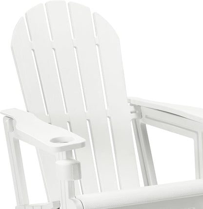 WestinTrends Tool-Free Assembly Outdoor Patio HDPE Plastic Adirondack Chair with Cup Holder, White