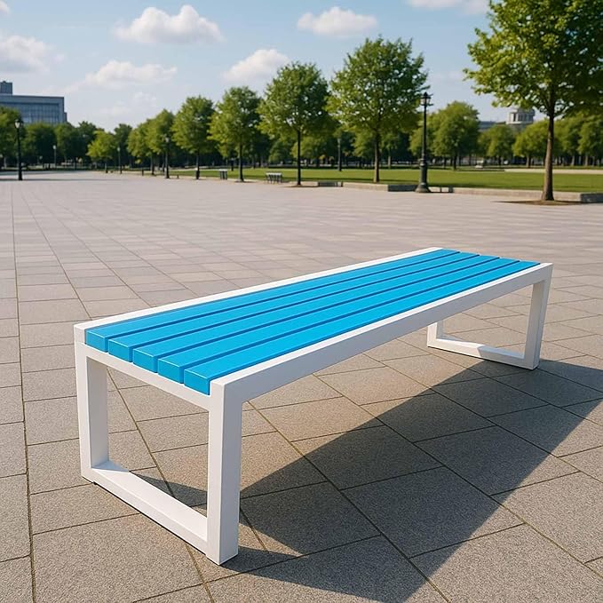 Metal Outdoor Bench Garden Plant Bench Patio Park Benches 31inch Slatted Seating Weatherproof for Park Front Porch Path Yard Lawn Decor Deck Furniture(39in/100cm)