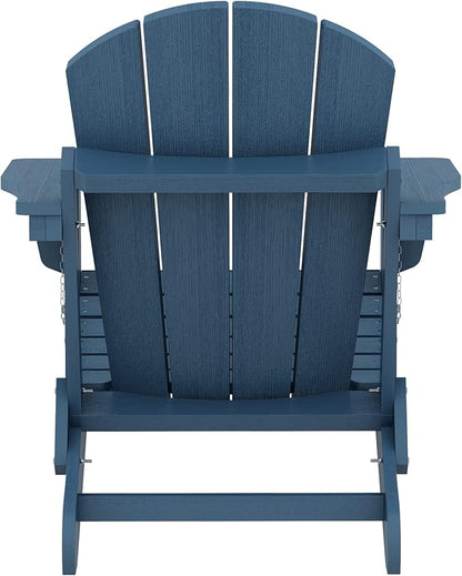 SERWALL Folding Adirondack Chair Patio Chair Lawn Chair Outdoor Adirondack Chairs Set of 6 Weather Resistant for Patio Deck Garden, Backyard Deck, Fire Pit - Blue