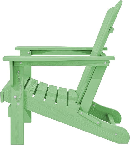 KINGYES Folding Adirondack Chair Set of 8, HDPE All-Weather Folding Adirondack Chair, Light Green