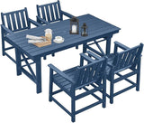 5 Pieces HDPE Patio Dining Set, Outdoor Table and Chairs with Umbrella Hole, Modern Outdoor Dining Set for 4 - Photo 1
